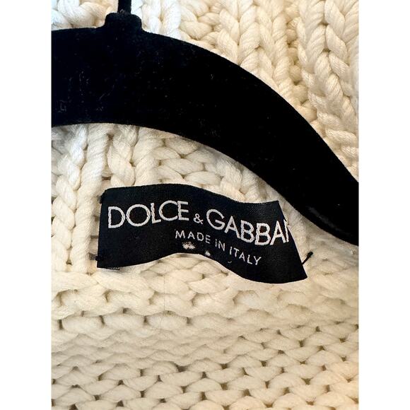 Dolce&Gabbana Men's White Cotton Shawl Cardigan - Picture 3 of 5